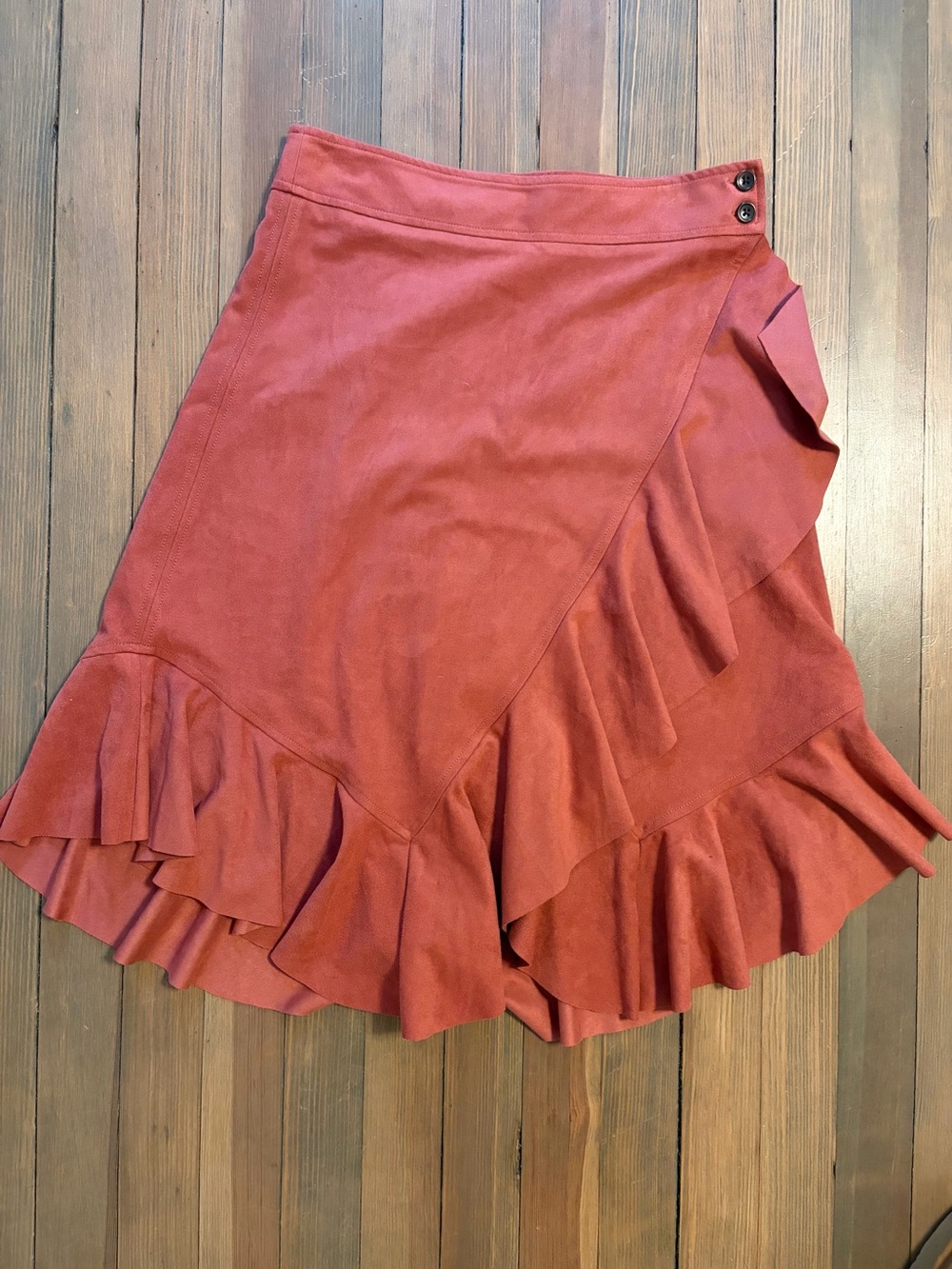 Anthropologie Rust Asymmetrical Ruffle Wrap Skirt